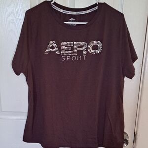 Aero Sport Women's Brown Rhinestone Logo Tee